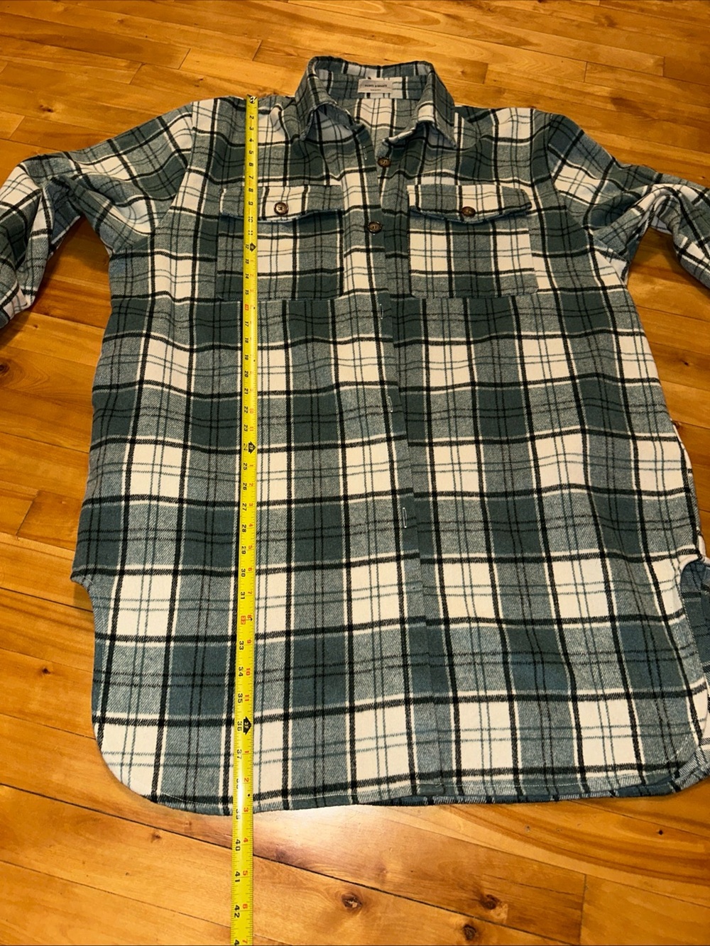 SAINTS & HEARTS women's size S/M Green plaid shacket Wool Blend Shirt Jacket - Picture 8 of 12